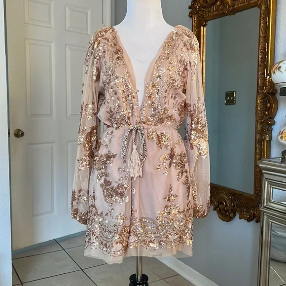 rose gold romper dress Reverse Australia Clothing Party Sequin Romper Homecoming Prom Dress – Shop  Hearts main image 0